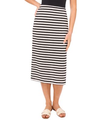 Women's Striped Relaxed Pull-On Midi Skirt