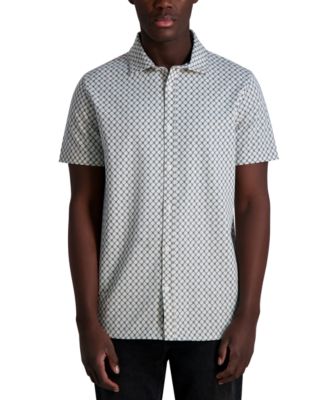 KARL LAGERFELD PARIS - Men's Short Sleeve Geo Pattern Button-Front Shirt