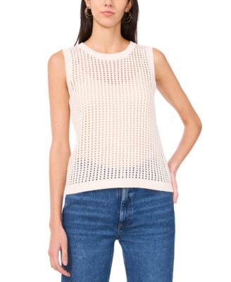 Sam & Jess - Women's Open-Knit Crochet Crewneck Tank Top