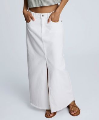 Women's Fray-Hem Slit-Front Maxi Skirt