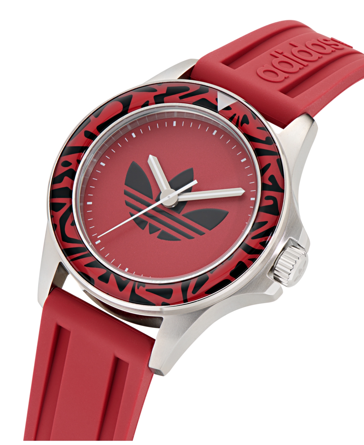 Shop Adidas Originals Unisex Analog Red Silicone Watch, 44mm