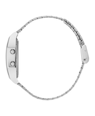 Unisex Digital Silver-Tone Stainless Steel Watch, 36mm