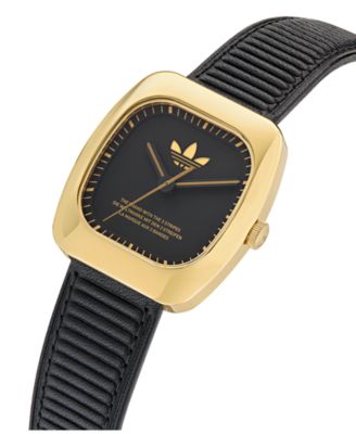 Unisex Analog Black Leather Watch, 37mm