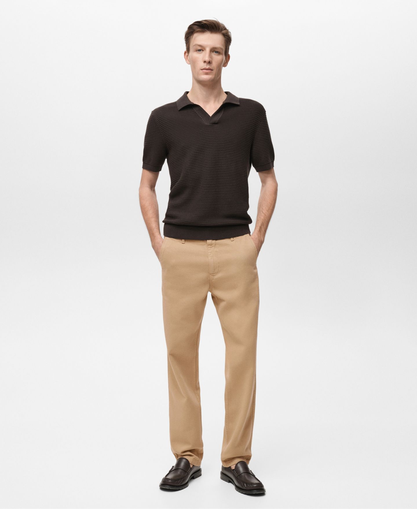 Мужские джинсы MANGO Lyocell Regular-Fit, цвет: Бежевый — фото 2