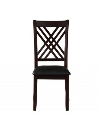 Set of Two Upholstered Faux Leather Cross Back Dining Side Chairs