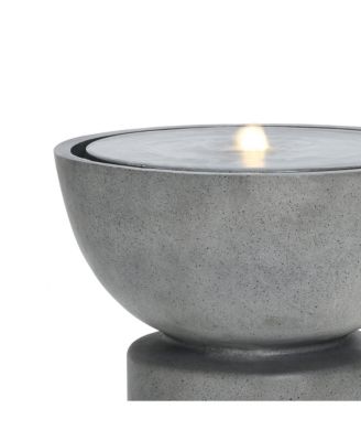 Gray with Speckled Black Resin Round Bubbler 18.5" Tall Outdoor Fountain with Lights