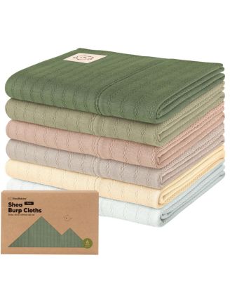 6pk Shea Baby Burp Cloths, Cotton Burping Cloths for Babies, Boys, Girls, Soft & Absorbent Spit Up Rag