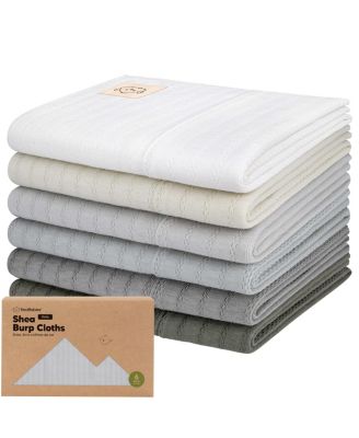 6pk Shea Baby Burp Cloths, Cotton Burping Cloths for Babies, Boys, Girls, Soft & Absorbent Spit Up Rag