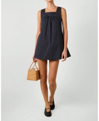 maeve square neck babydoll mini dress Sleeveless Square-neck Textured Babydoll Mini Dres