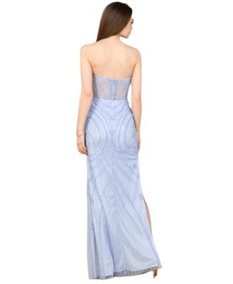 Women's 9927 - Beaded Corset Dress with Slit