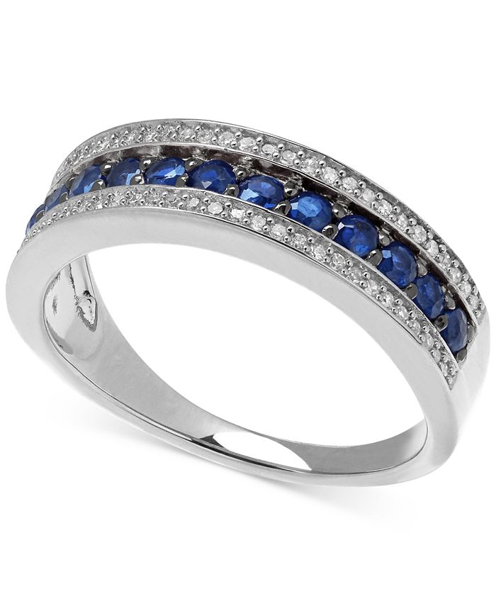 Macy's Sapphire (5/8 ct. t.w.) and White Diamond (1/8 ct. t.w.) Band in ...