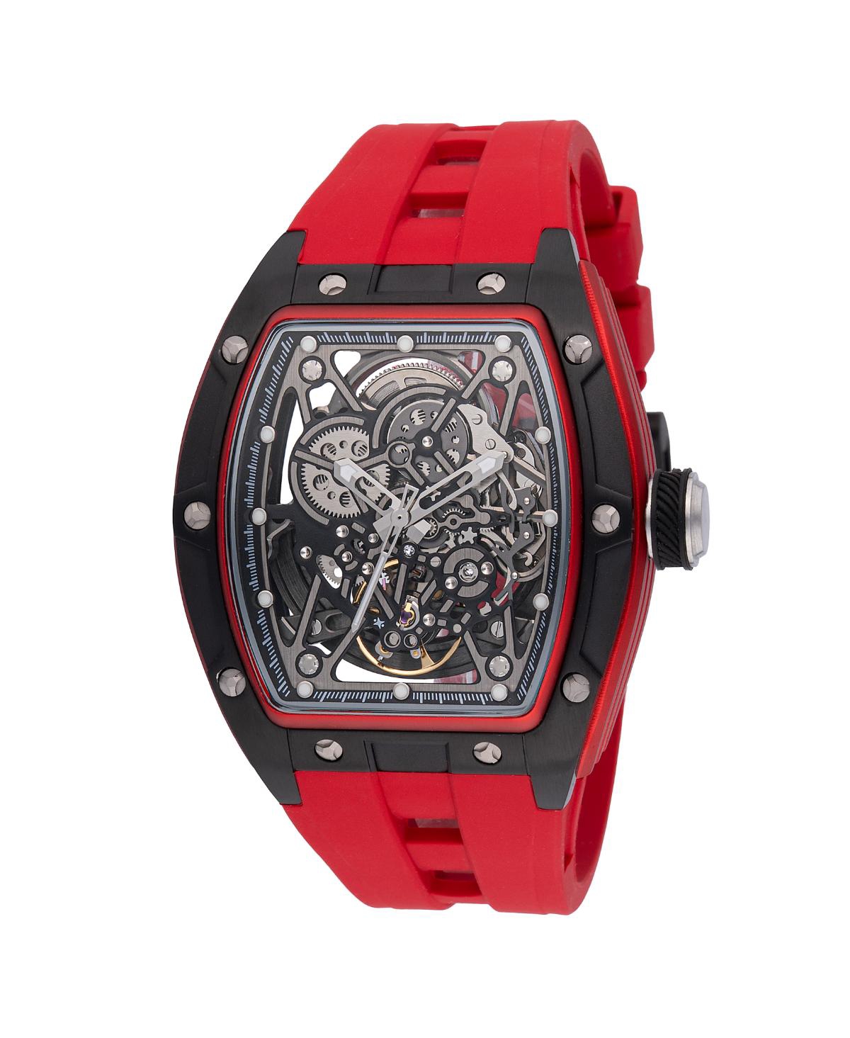 Men's 49017 S1 Rally Automatic 3 Hand Black Dial Watch - Red