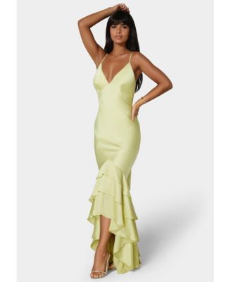 Women's Tiered Satin High Low Gown