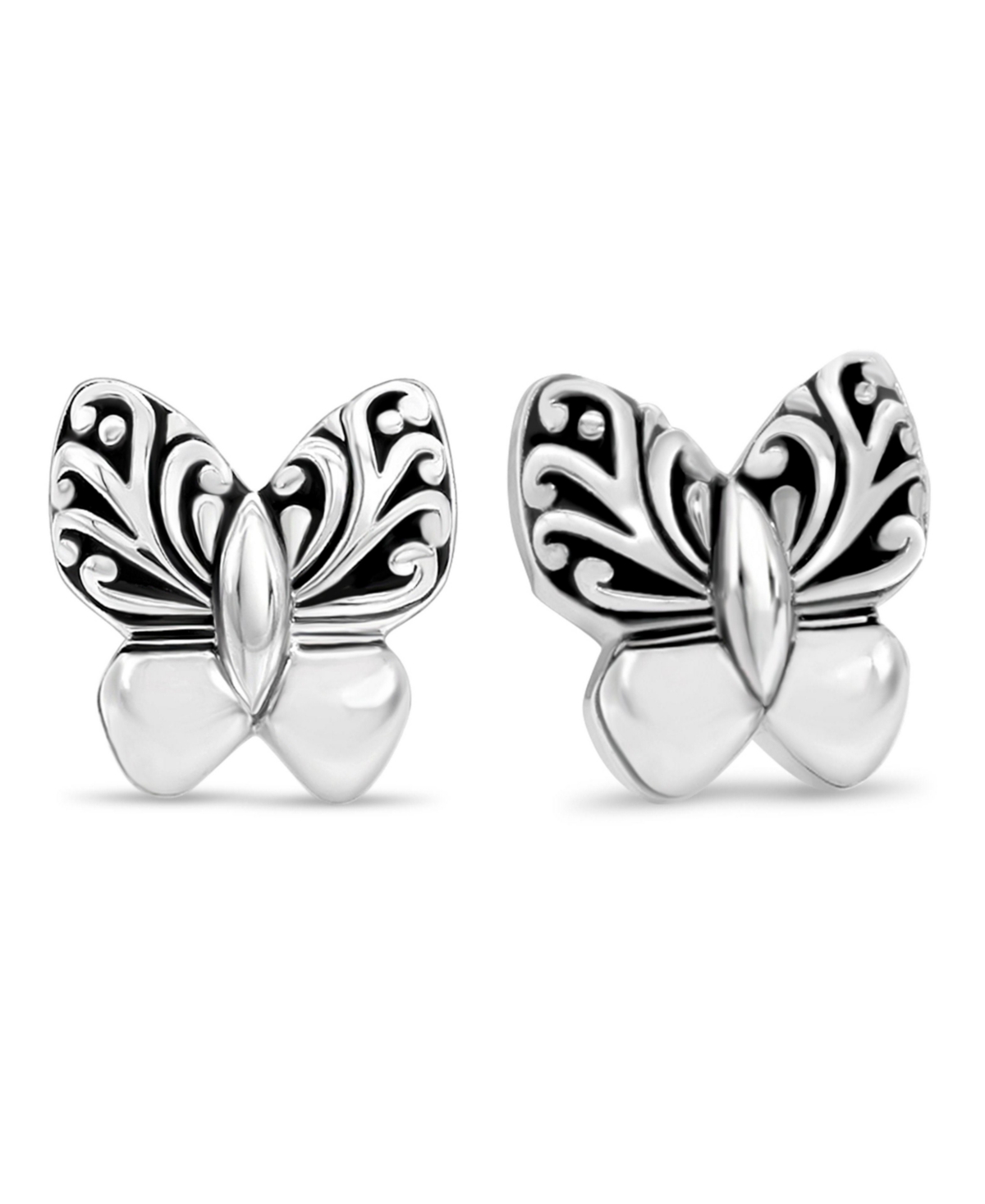 Butterfly Filigree Stud Earrings in Sterling Silver - Silver