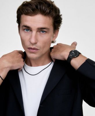 Men's Analog Black Stainless-Steel Watch, 40mm