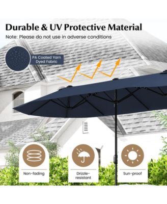 Gymax 13FT Double-sided Patio Umbrella w/ Crank Handle Umbrella Base Safety Lock