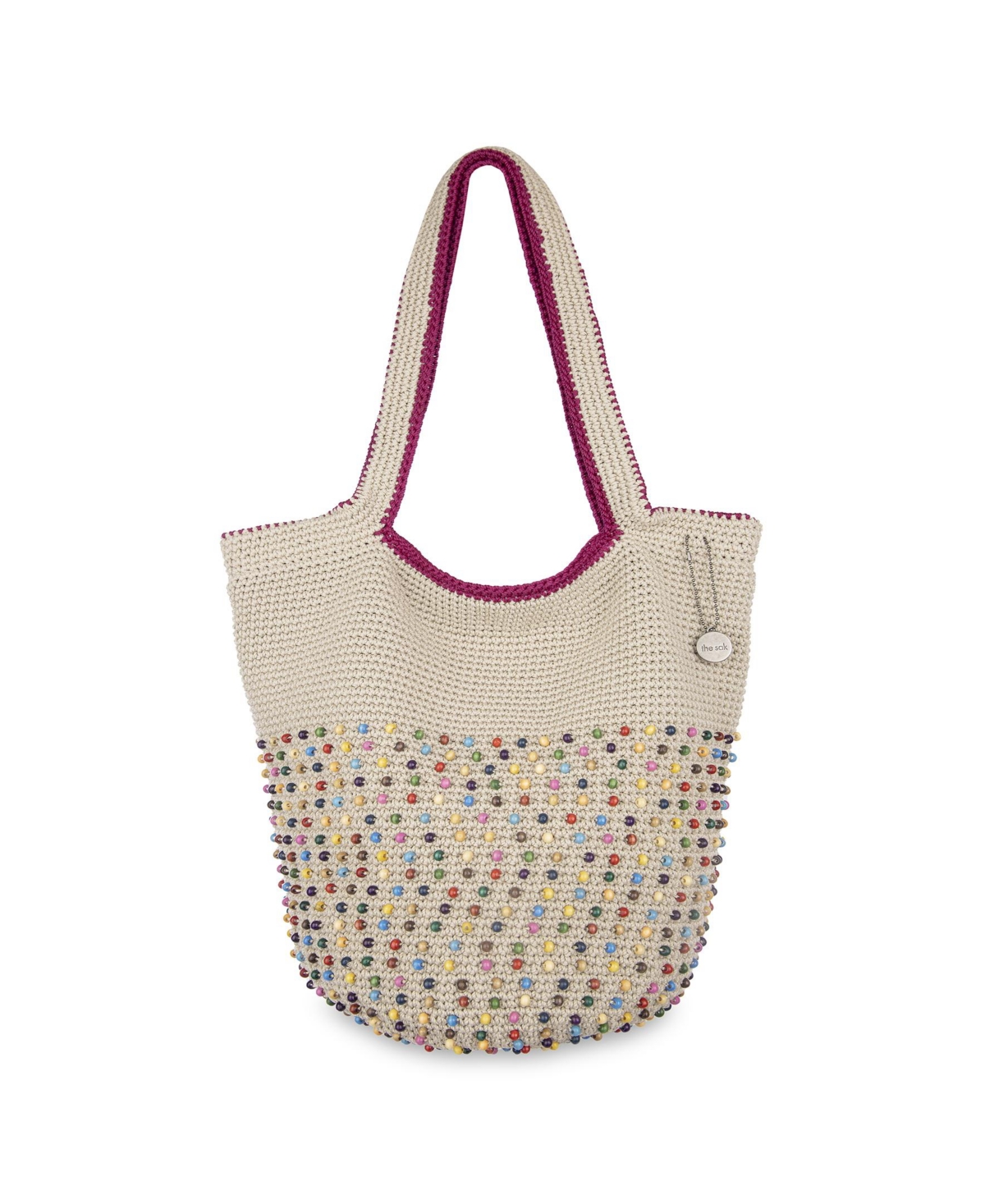 120 Crochet Large Tote Bag - Ecru Multi Beads