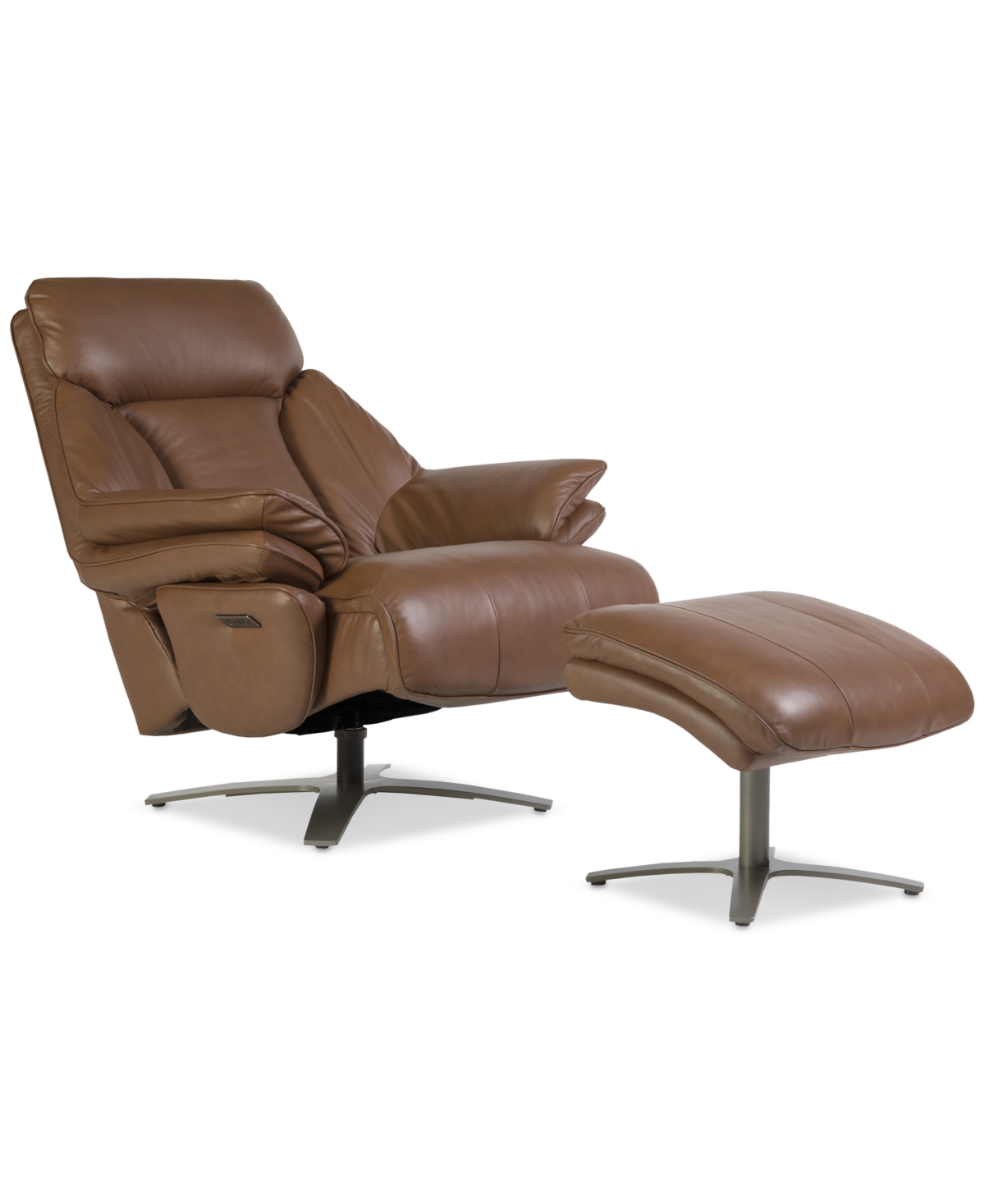 Macy's Guermo Leather Power Recliner, Exclusively At  In Brown
