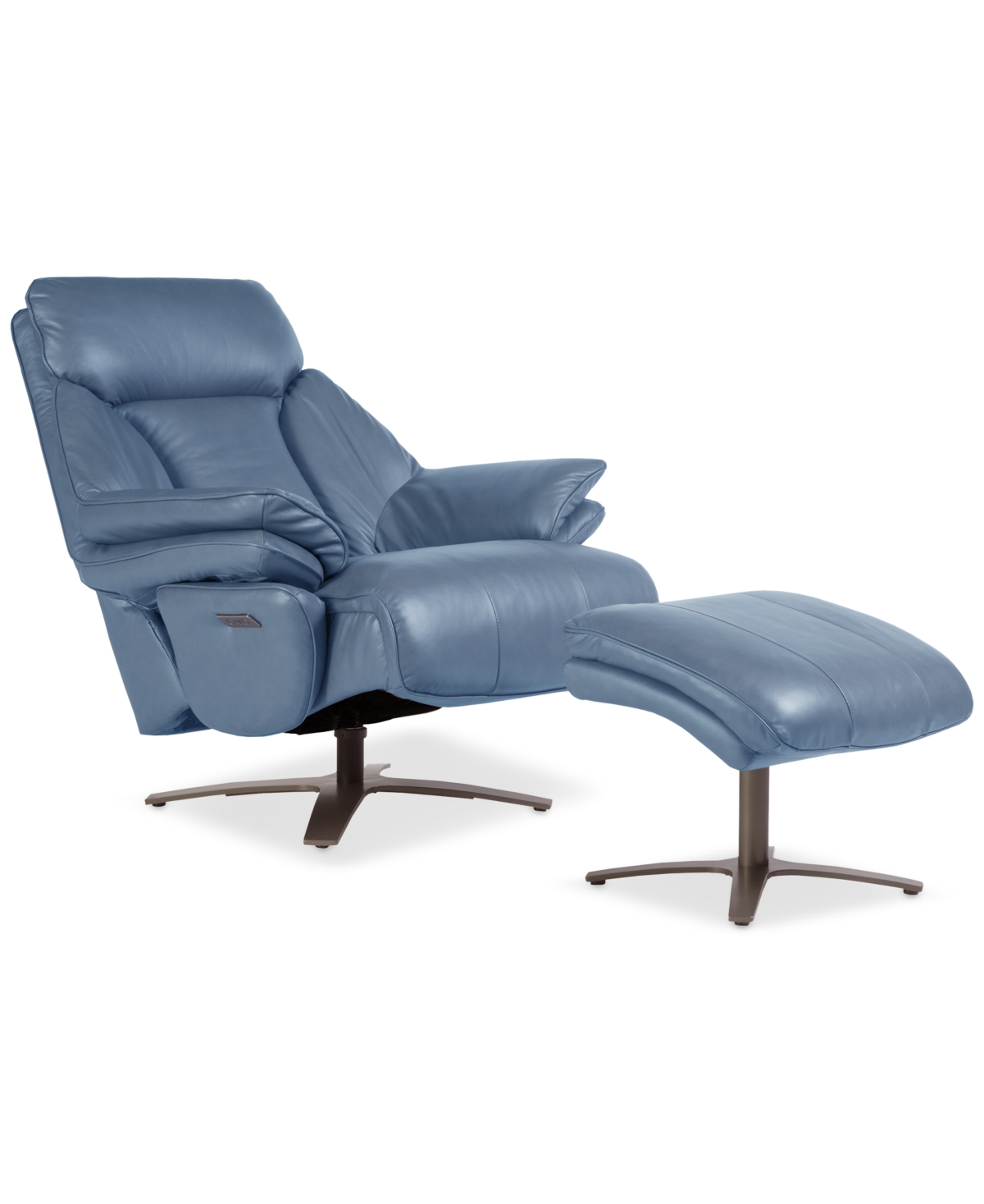 Macy's Guermo Leather Power Recliner, Exclusively At  In Blue