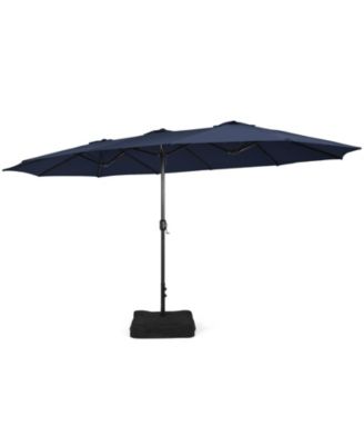 15FT Double-Sided Twin Umbrella Sun Shade Outdoor Crank Market Base Patio