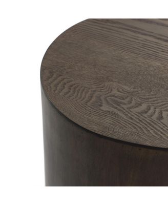 2-Piece Teardrop Drum Wood Side Tables Set in Walnut Finish