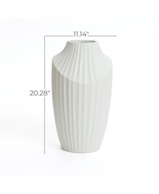 White MgO Modern Abstract Sculpture 20-Inch Tall Vase
