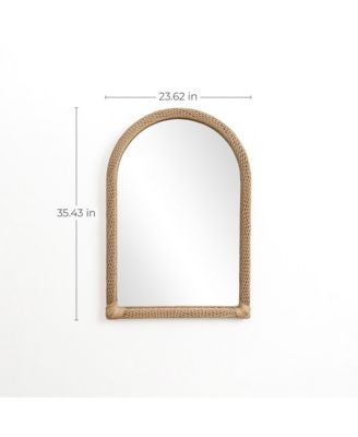 Bamboo Frame Arch Rectangle Accent Wall and Vanity Wall Mirror