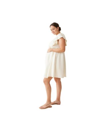Maternity Ingrid + Isabel Materniy Madeline Flutter Sleeve Dress Buttermilk XL
