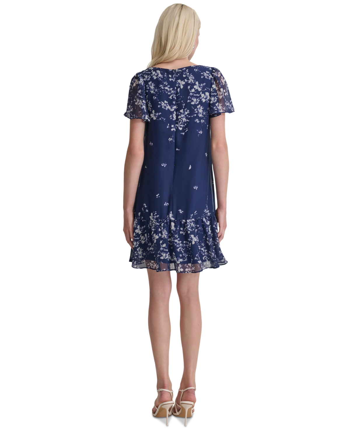 DKNY WOMEN'S PRINTED FLUTTER-SLEEVE MINI DRESS 