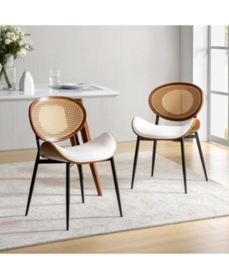 Ema Modern Dining Chair with Curved Wood Backrest,Set of 2