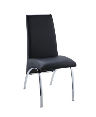 Set of Two Faux Leather Dining Side Chairs with Cushioned Seat and Back