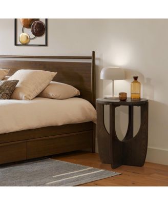 20-Inch Round Wood Side Table with Walnut Finish