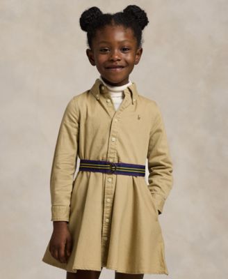 Toddler and Little Girls Belted Chino Cotton Shirtdress