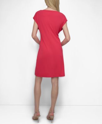 Women's Hardware-Trim Side-Ruched Dolman-Sleeve Dress