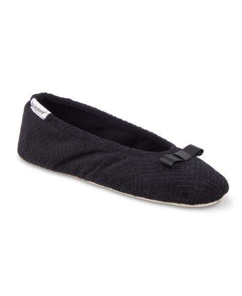 Женские тапочки Isotoner Signature Gemma Microterry Ballerina Slippers, цвет: Чёрный