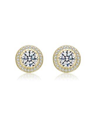 Classy Cubic Zirconia Round Halo Stud Earrings