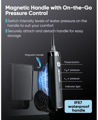 LP233 Pro UVC Sterilizable Countertop Water Flosser 800ML Tank Digital Display with a Water Filter 3 Modes and 6 Jet Tips (Lightning Silver)