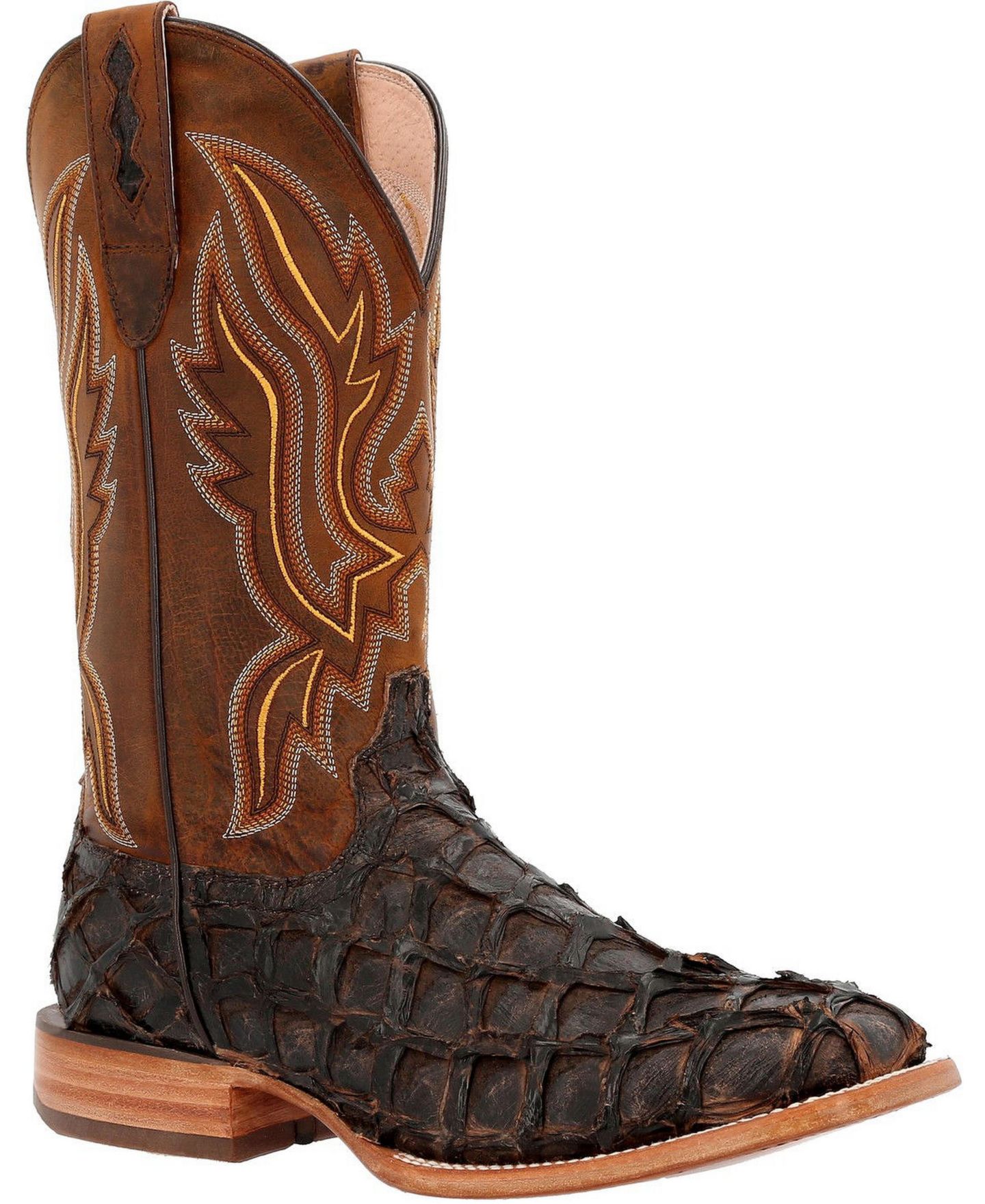 Мужские ботинки Durango Premium Exotics Dark Brown Pirarucu Western Boot, цвет: Тёмный коричневый — фото 1