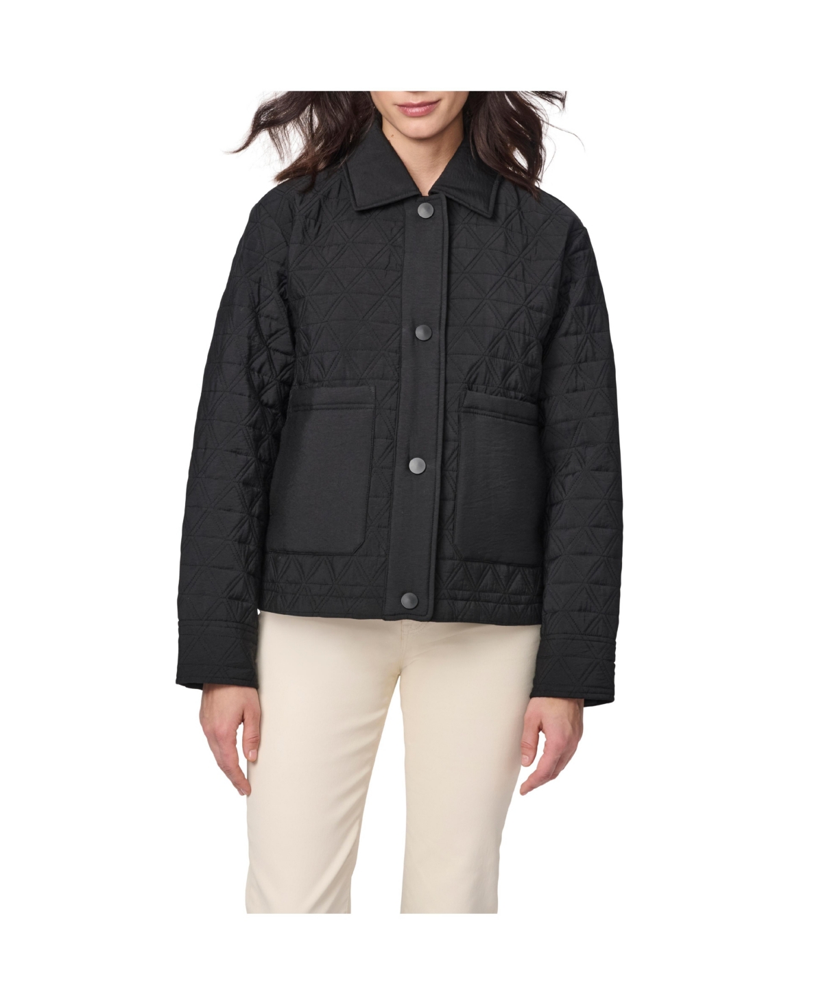 Women's Short Quilted Jacket - Saddle