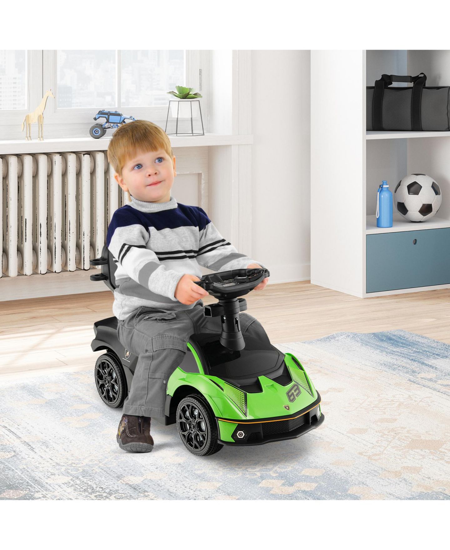 Детская игрушка Mecale 3-in-1 Licensed Lamborghini Ride-On Push Car With Under-Seat Storage, 55-lb Capacity, Ages 1+, цвет: Зелёный — фото 7