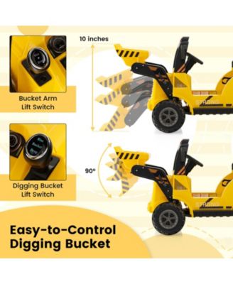 12V Kids Ride On Construction Tractor with Electric Adjustable Bucket