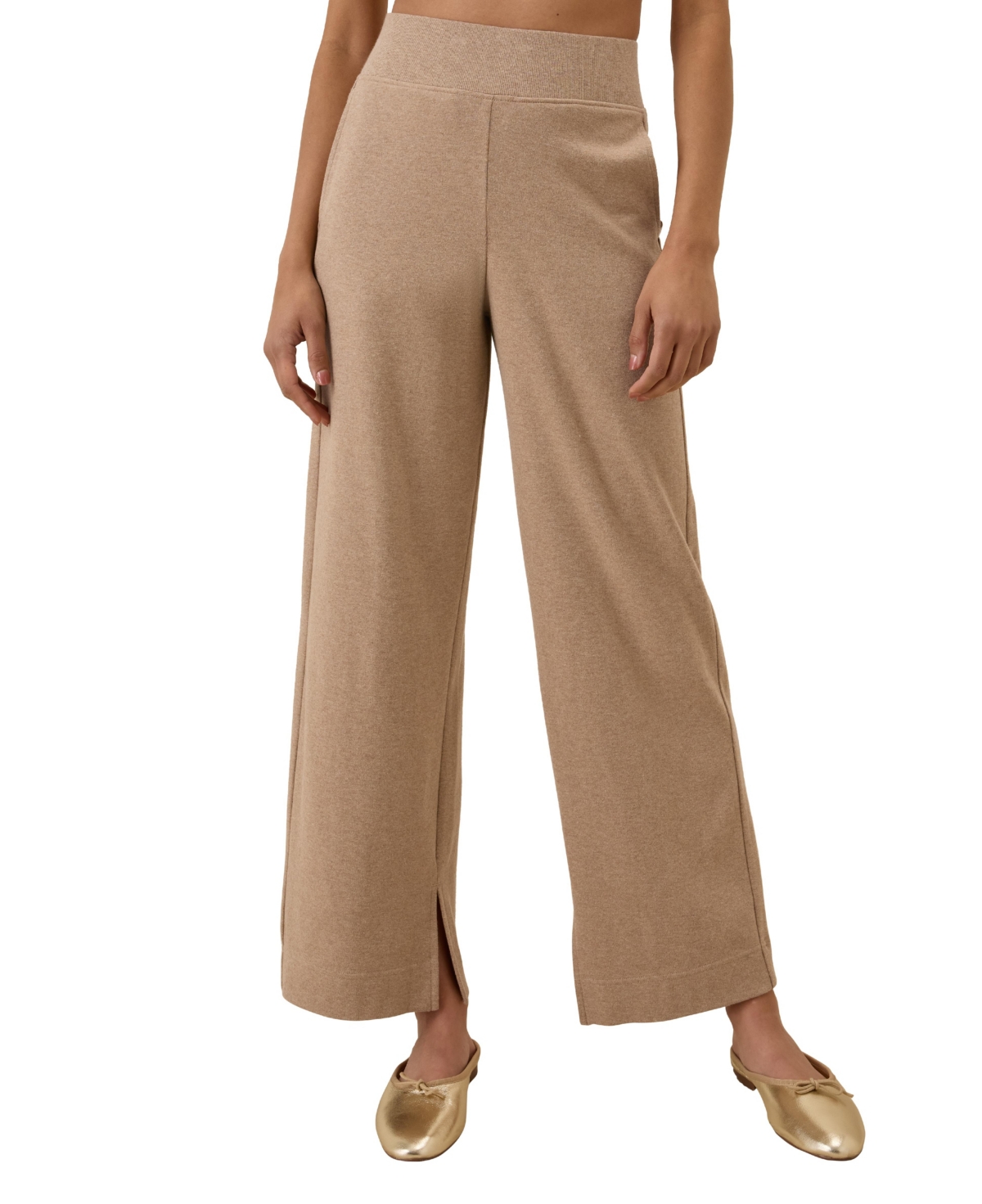 Women's Organic Cotton Airplane Wide Leg Pant - 29&#x22; Inseam - Deep taupe heather