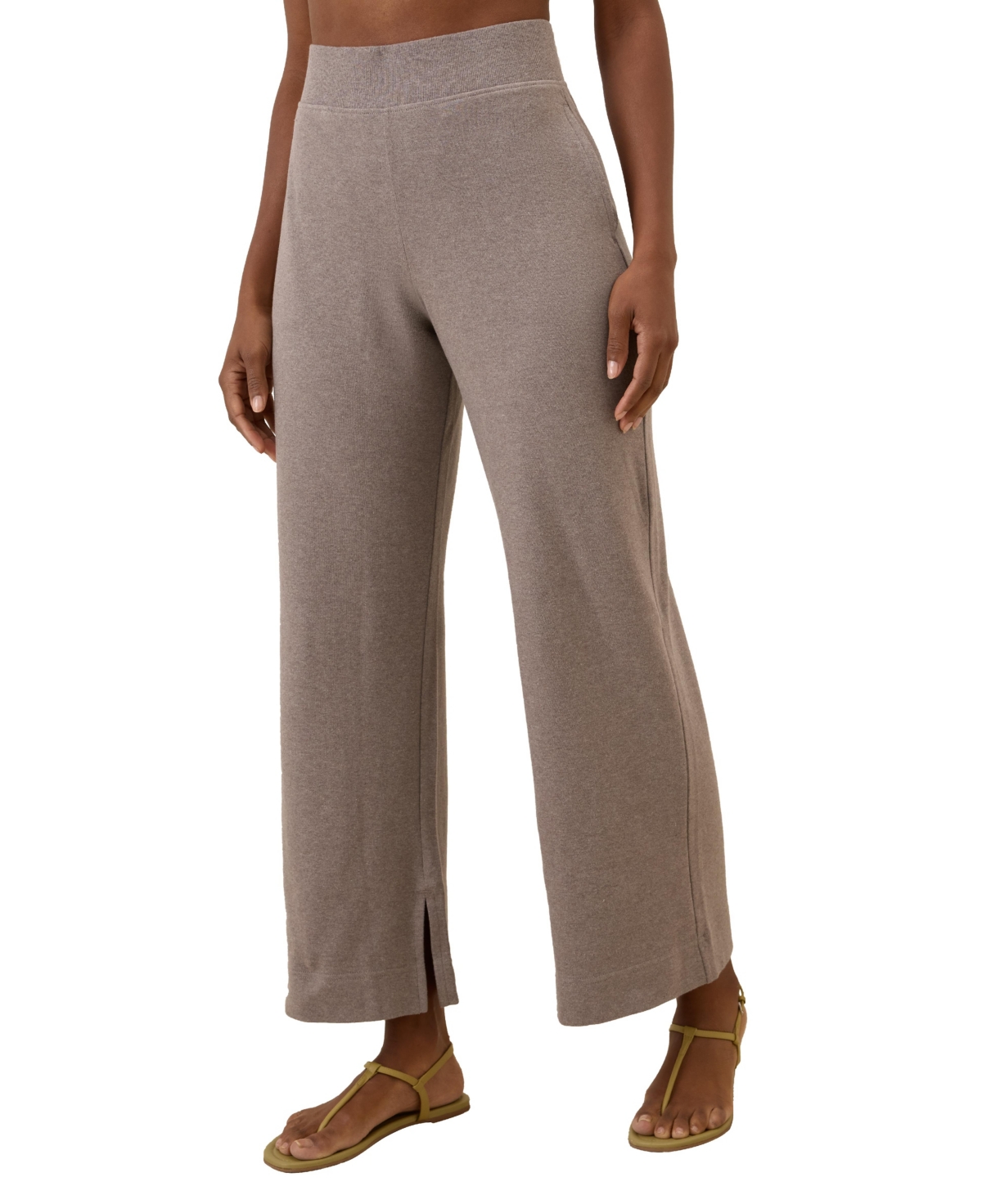 Women's Organic Cotton Airplane Wide Leg Pant - 29&#x22; Inseam - Deep taupe heather
