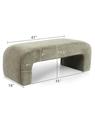 47" Velvet Upholstered Waterfall Bench, Modern Bed Bench for Living Room or Entryway