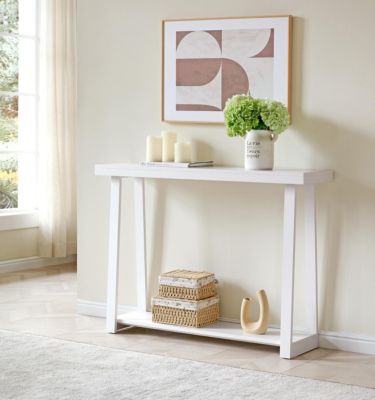 44 Inch Modern Wood Narrow Console Table with 2-Tier Storage Shelf for Entryway or Living Room, Slim Sofa Table for Hallway