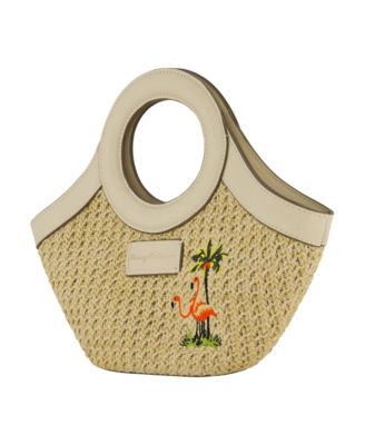 Flamingo Embroidery Mini Tote