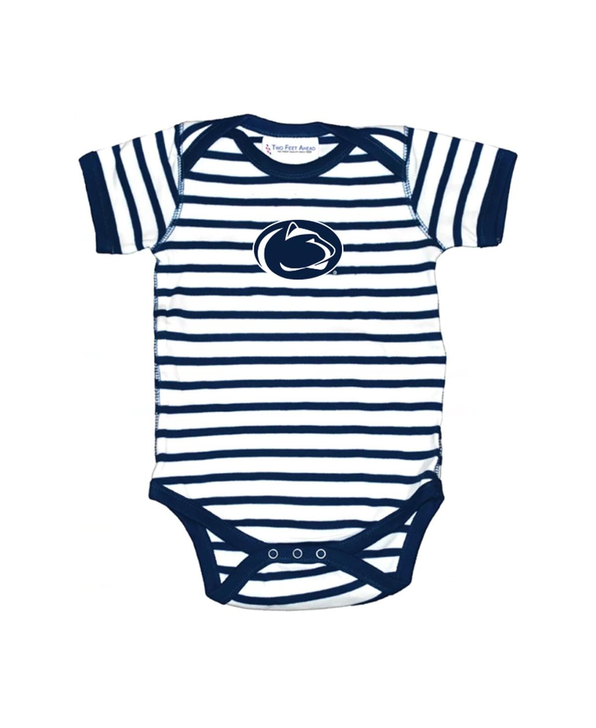 Shop Two Feet Ahead Newborn Infant Navy Penn State Nittany Lions Stripe Shoulder Bodysuit