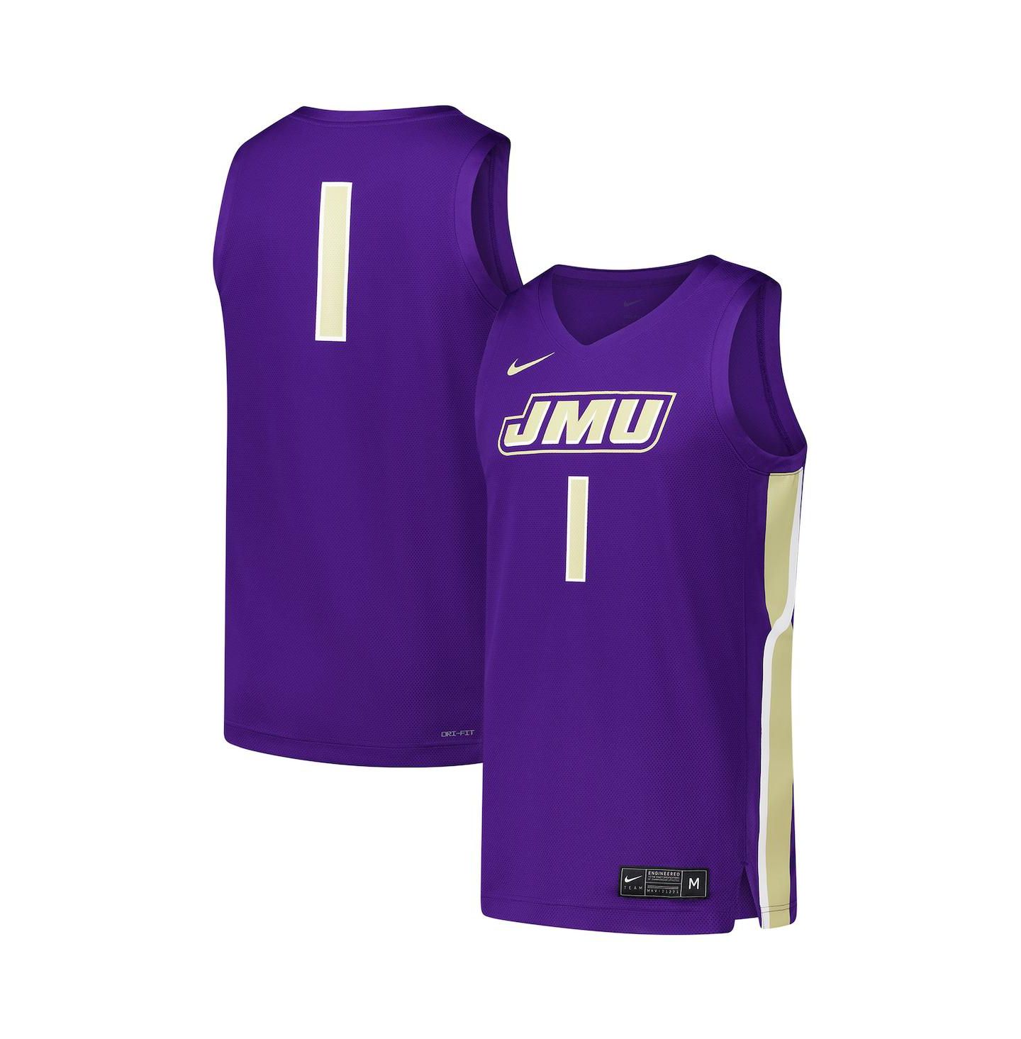 Мужской топ Nike 1 Purple James Madison Dukes Replica Basketball Jersey — фото 1