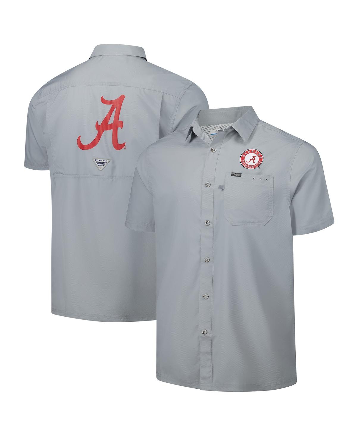 Columbia Men's Gray Alabama Crimson Tide Pfg Slack Tide Omni-shade Button-up Camp Shirt