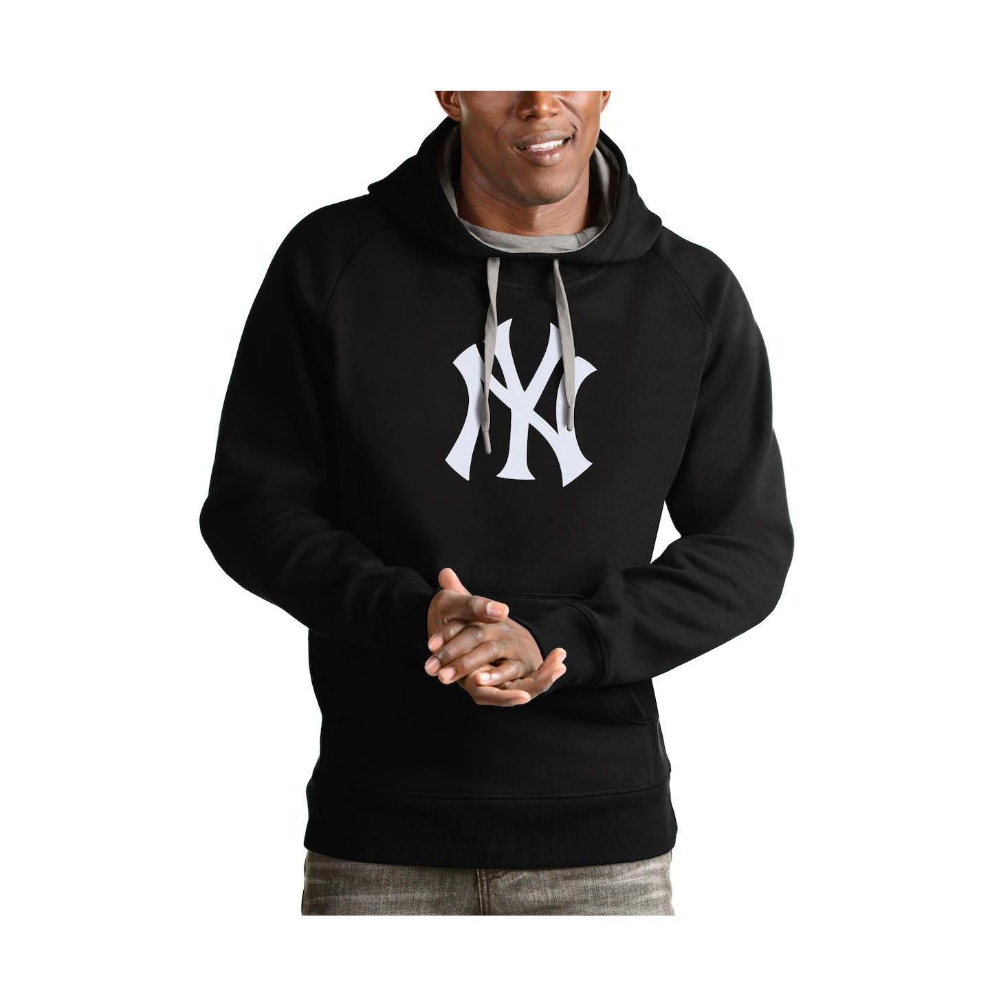 Мужское худи Antigua Black New York Yankees Victory Pullover Team Logo — фото 1